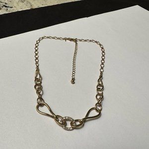 Signed Avon Gold Tone Necklace With Rhinestone Loop